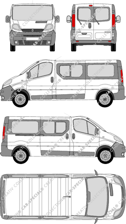 Opel Vivaro Combi, Combi, L2H1, Rear Wing Doors, 1 Sliding Door (2001)