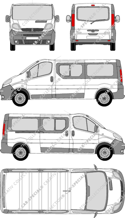Opel Vivaro Combi, Combi, L2H1, Rear Flap, 1 Sliding Door (2001)