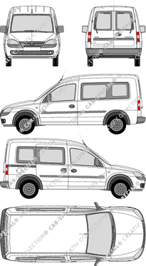 Opel Combo Combi, Combi, Rear Wing Doors, 1 Sliding Door (2002)