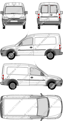 Opel Combo, van/transporter, rear window, Rear Wing Doors (2001)