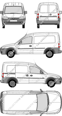 Opel Combo, Kastenwagen, Rear Wing Doors, 1 Sliding Door (2001)