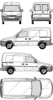 Opel Combo, Kastenwagen, Heck verglast, Rear Wing Doors, 2 Sliding Doors (2001)