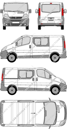 Opel Vivaro, Kastenwagen, L1H1, Heck verglast, Doppelkabine, Rear Flap, 1 Sliding Door (2001)