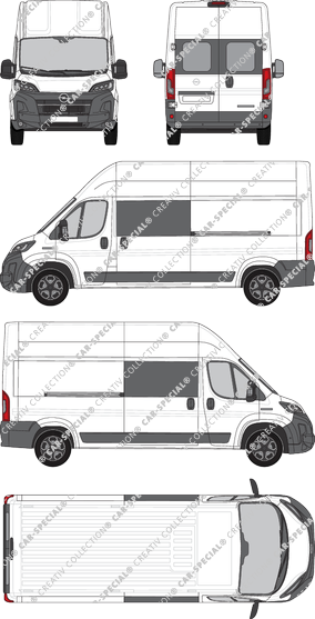 Opel Movano, van/transporter, L3H3, rear window, double cab, Rear Wing Doors, 2 Sliding Doors (2024)