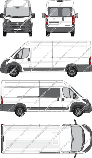 Opel Movano, fourgon, L4H2, teilverglast rechts, Heck vergl., Rear Wing Doors, 1 Sliding Door (2024)