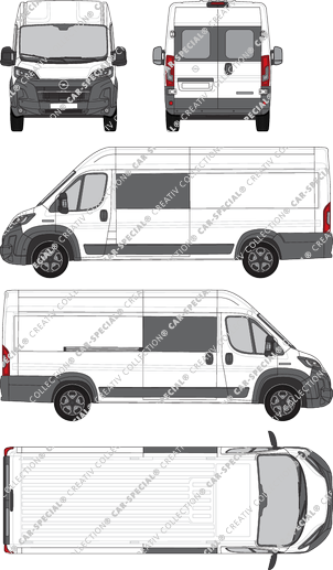 Opel Movano, fourgon, L4H2, Heck verglast, double cabine, Rear Wing Doors, 1 Sliding Door (2024)