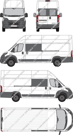 Opel Movano, van/transporter, L4H3, rear window, double cab, Rear Wing Doors, 2 Sliding Doors (2024)