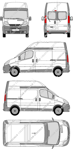 Opel Vivaro, furgone, L1H2, vitre arrière, Rear Wing Doors, 2 Sliding Doors (2003)