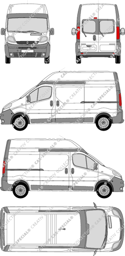 Opel Vivaro, van/transporter, L2H2, rear window, Rear Wing Doors, 2 Sliding Doors (2003)