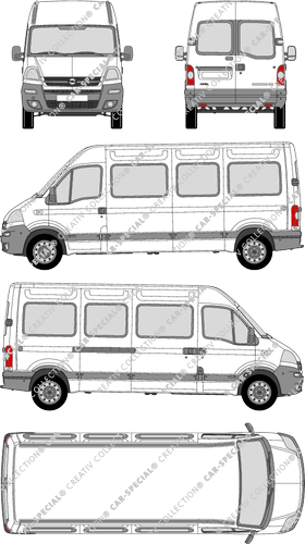 Opel Movano, microbús, H2/L3, Rear Wing Doors (2004)