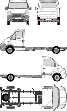 Opel Movano, Chassis for superstructures, H1/L3, single cab (2004)