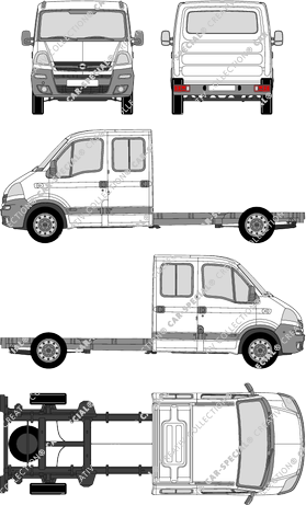 Opel Movano, Chassis for superstructures, H1/L3, double cab (2004)