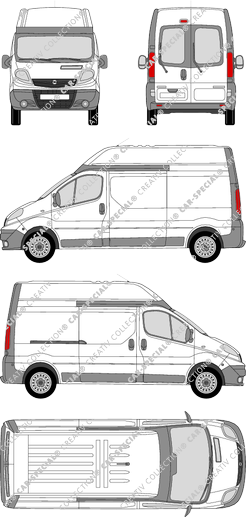 Opel Vivaro, van/transporter, L2H2, rear window, Rear Wing Doors, 1 Sliding Door (2006)