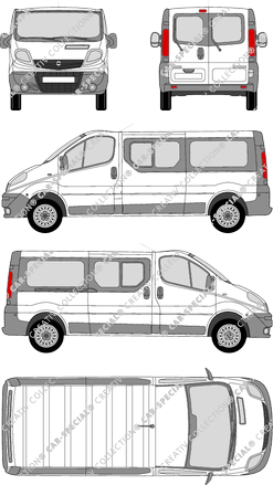 Opel Vivaro Combi, Combi, L2H1, Rear Wing Doors, 1 Sliding Door (2006)