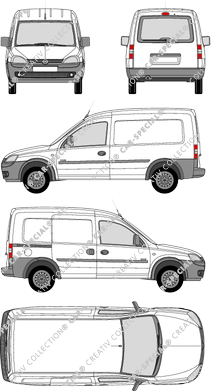 Opel Combo, van/transporter, rear window, Rear Flap, 1 Sliding Door (2009)