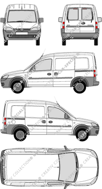 Opel Combo, van/transporter, rear window, Rear Wing Doors, 2 Sliding Doors (2009)