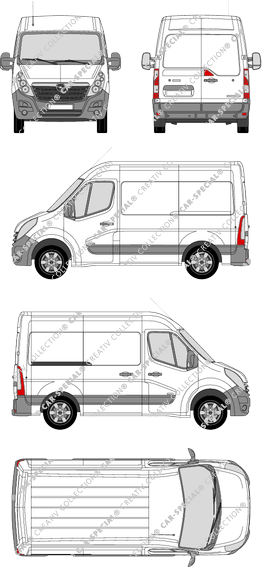 Opel Movano, FWD, furgone, L1H2, Rear Wing Doors, 1 Sliding Door (2010)
