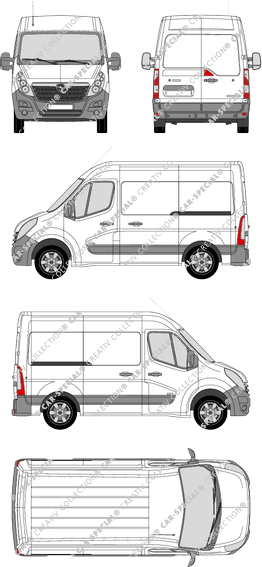 Opel Movano, FWD, van/transporter, L1H2, Rear Wing Doors, 2 Sliding Doors (2010)