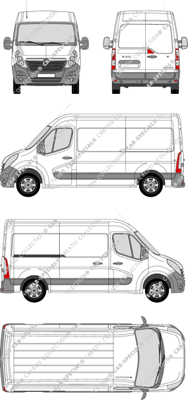 Opel Movano, FWD, furgone, L2H2, Rear Wing Doors, 1 Sliding Door (2010)