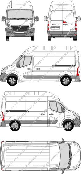 Opel Movano, FWD, furgone, L2H3, Rear Wing Doors, 2 Sliding Doors (2010)