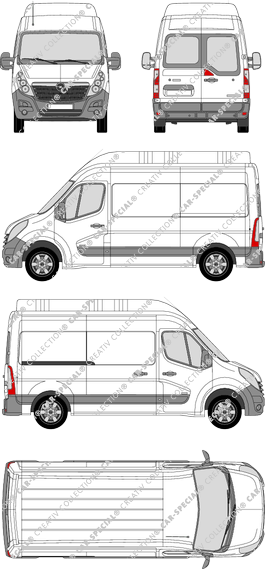 Opel Movano, FWD, van/transporter, L2H3, rear window, Rear Wing Doors, 1 Sliding Door (2010)