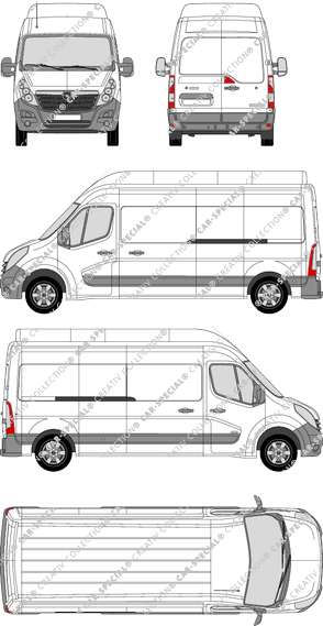 Opel Movano, FWD, furgone, L3H3, Rear Wing Doors, 2 Sliding Doors (2010)