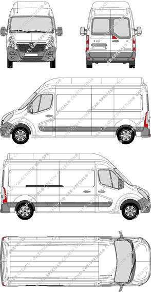Opel Movano, FWD, van/transporter, L3H3, rear window, Rear Wing Doors, 1 Sliding Door (2010)