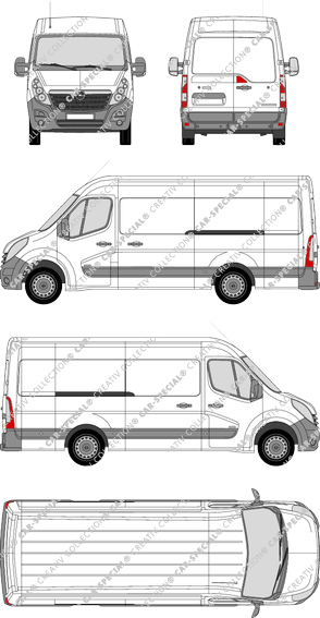 Opel Movano, RWD, fourgon, L3H2, Rear Wing Doors, 2 Sliding Doors (2010)