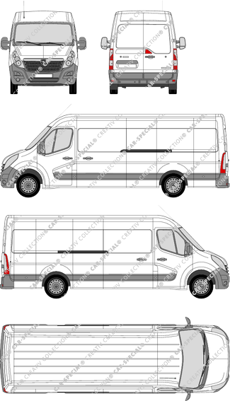 Opel Movano, RWD, furgone, L4H2, Rear Wing Doors, 2 Sliding Doors (2010)