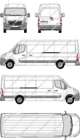 Opel Movano, RWD, fourgon, L4H2, Rear Wing Doors, 2 Sliding Doors (2010)