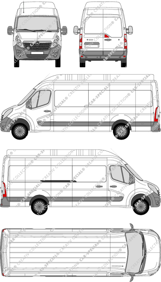 Opel Movano, RWD, furgone, L4H3, Rear Wing Doors, 1 Sliding Door (2010)