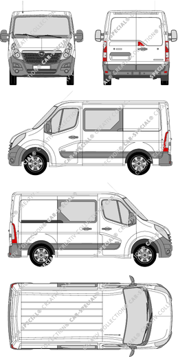 Opel Movano, FWD, van/transporter, L1H1, double cab, Rear Wing Doors, 1 Sliding Door (2010)