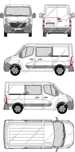 Opel Movano, FWD, van/transporter, L1H1, double cab, Rear Wing Doors, 2 Sliding Doors (2010)