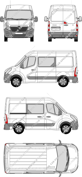 Opel Movano, FWD, furgone, L1H2, Doppelkabine, Rear Wing Doors, 1 Sliding Door (2010)