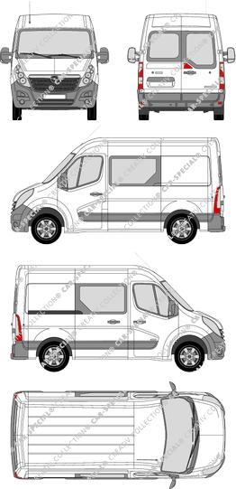 Opel Movano, FWD, Kastenwagen, L1H2, Heck verglast, Doppelkabine, Rear Wing Doors, 1 Sliding Door (2010)