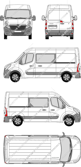 Opel Movano, FWD, furgone, L2H2, Doppelkabine, Rear Wing Doors, 2 Sliding Doors (2010)