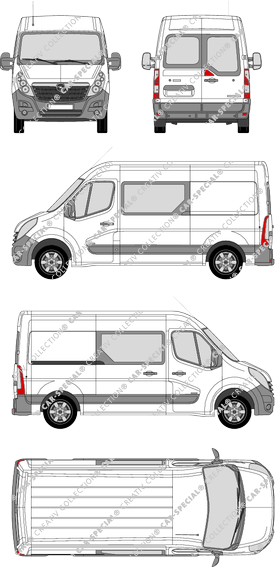 Opel Movano, FWD, Kastenwagen, L2H2, Heck verglast, Doppelkabine, Rear Wing Doors, 1 Sliding Door (2010)