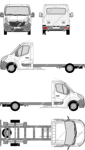 Opel Movano, Chasis para superestructuras, L3H1, cabina individual (2010)