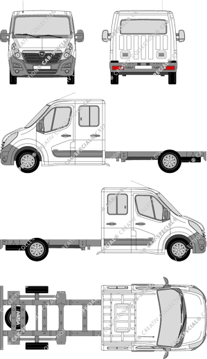 Opel Movano, Chassis for superstructures, L3H1, double cab (2010)