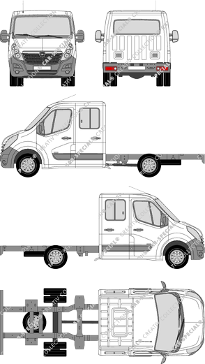 Opel Movano Zwillingsbereifung, Zwillingsbereifung, Telaio per sovrastrutture, L3H1, Doppelkabine (2010)