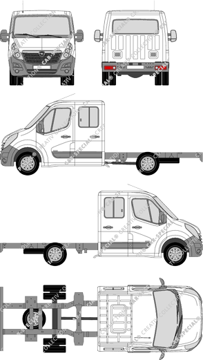 Opel Movano Zwillingsbereifung, Zwillingsbereifung, Chassis for superstructures, L3H1, double cab (2010)