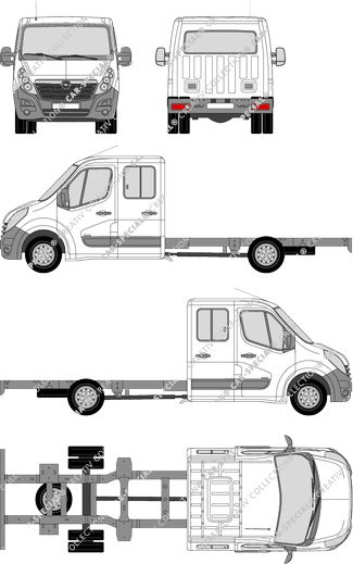 Opel Movano Zwillingsbereifung, Zwillingsbereifung, Châssis pour superstructures, L4H1, double cabine (2010)