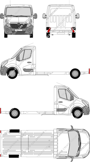 Opel Movano, châssis da piattaforma, L3H1, cabina individual (2010)