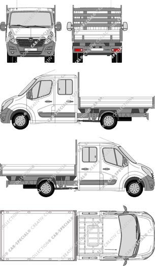 Opel Movano Zwillingsbereifung, Zwillingsbereifung, camión basculador, L3H1, cabina doble (2010)