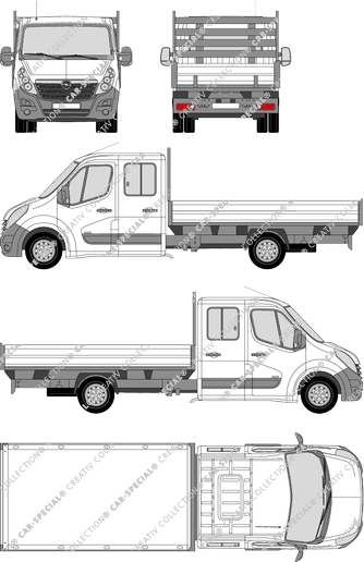 Opel Movano Zwillingsbereifung, Zwillingsbereifung, catre, L4H1, cabina doble (2010)