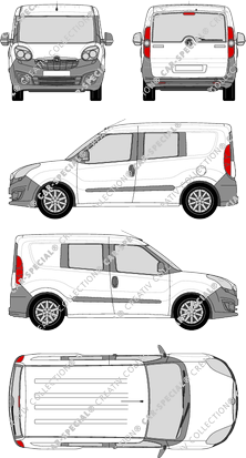 Opel Combo, furgone, L1H1, vitre arrière, Doppelkabine, Rear Flap (2012)