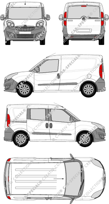 Opel Combo, furgone, L1H1, Heck verglast, rechts teilverglast, Rear Flap, 1 Sliding Door (2012)