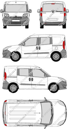 Opel Combo, van/transporter, L1H1, rear window, double cab, Rear Flap, 2 Sliding Doors (2012)
