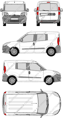 Opel Combo, furgone, L1H1, vitre arrière, Doppelkabine, Rear Wing Doors (2012)