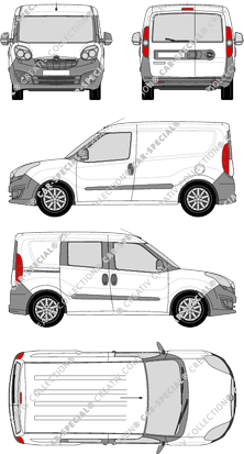 Opel Combo, Kastenwagen, L1H1, Heck verglast, rechts teilverglast, Rear Wing Doors, 1 Sliding Door (2012)